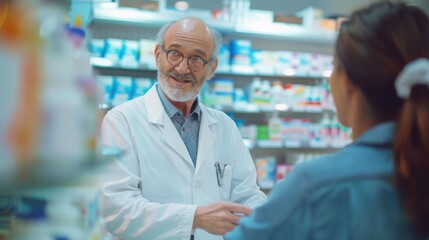 Wall Mural - The pharmacist assisting customer