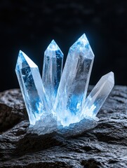 Sticker - Stunning blue crystal formation on dark rock