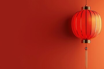 Wall Mural - Capture the minimal essence of the Lunar New Year festival with red lanterns and sunlight filtering through