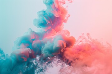 Aufkleber - Pink and blue ink mixing together in water creating abstract shapes