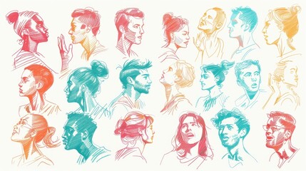 Poster - A collection of individuals with various hair styles and expressions, great for representing diversity in any context