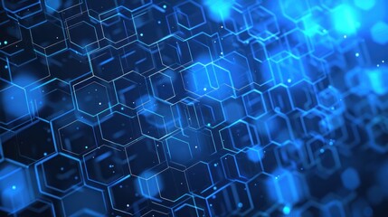Abstract blue hexagons and dots pattern background
