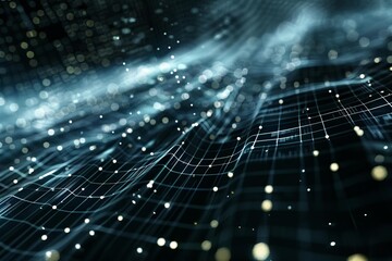 Poster - abstract technology background illustrating innovative network communication with glowing dots and l