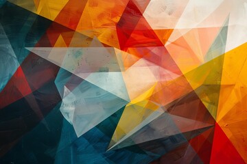 Poster - abstract background showing transparent triangles overlapping and creating colorful pattern