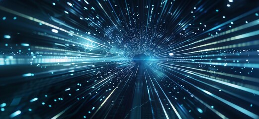 Fototapete - Abstract smartphone desktop background. digital landscape of glowing data streams, Digital technology big data business finance and investment with innovative futuristic technology