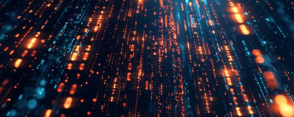 Fototapete - Abstract smartphone desktop background, digital background with binary code and glowing lights, representing technology and data, Digital background of binary code, data flow and glowing lights
