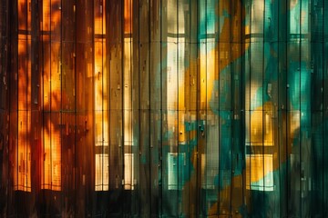 Poster - Modern building facade is reflecting warm and cool light, creating an abstract pattern