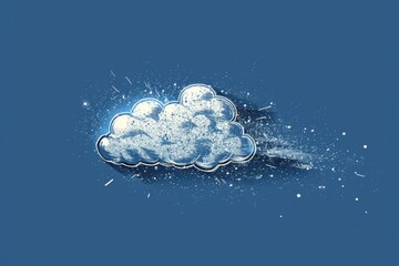 Poster - A simple illustration of a cloud floating on a bright blue background, perfect for use in presentations or designs