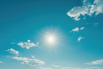 Wall Mural - A clear blue sky with a bright shining sun, perfect for a sunny day