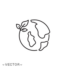 green planet earth icon, global nature protect, world ecology, eco logo environment, globe with leav