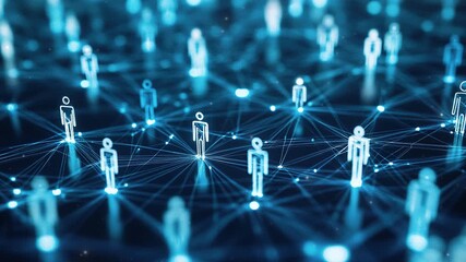Poster - Abstract social network concept. Global internet communication. Social network connections and business people icons. Digital technology background. Human resources management            
