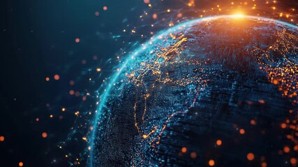 Poster - abstract digital technology background. abstract global network and connectivity concept with glowin