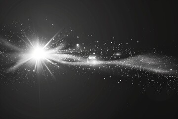 Poster - A close-up shot of a starburst in black and white, with vibrant rays emitting from the center