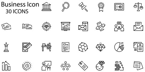 Set of business icons. Line art style icons bundle. vector illustration