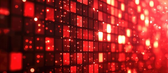 Abstract red mosaic background with LED squares Digital technology concept featuring a pixel grid design 3D rendered red square pattern