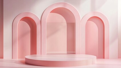 Poster - stock image of beautiful gradient scene landscape with light pink color. abstract studio room backgr