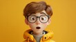© OlScher - Young Boy in Glasses Surprised Against Bright Yellow Background