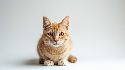 Aufkleber - A domesticated orange tabby cat sits on a white surface