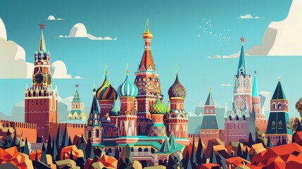  Illustration Of Russian Landmarks. Generative AI