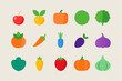 © Ayoub - A collection of 15 colorful flat icons representing various fruits and vegetables, perfect for adding a touch of freshness and vibrancy to your designs. These versatile icons are ideal for websites.