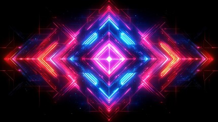 Wall Mural - Neon Abstract Pattern With Dynamic Colors in Dark Background