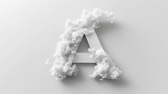 Capital letter A made of clouds or soft cotton. Fluffy airy style. Scrapbook activity. Generative AI