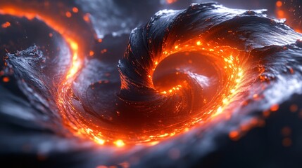 Sticker - A spiral of fire and water with a bright orange flame at the center