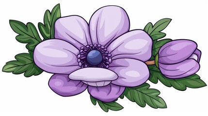 Wall Mural - A vibrant purple anemone flower clipart, perfect for adding a splash of color to your designs and projects.