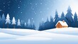 © CrazyJuke - A serene snowy forest scene with a cozy cabin nestled among white trees and gentle snowflakes dancing down.