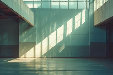 Poster - sunlight is shining through the windows in an empty modern building