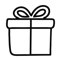 Wall Mural - simple black and white gift box with bow illustration. vector illustration
