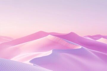 Wall Mural - A pink and white desert landscape with a pink sky. The pink color of the sand and the sky creates a serene and peaceful mood