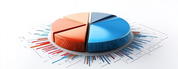 Wall Mural - Close-up of a colorful pie chart showing success, with copy space, more clarity with clear light and sharp focus, high detailed