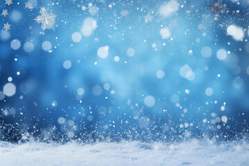 Wall Mural - winter background with falling snow and bokeh. christmas background