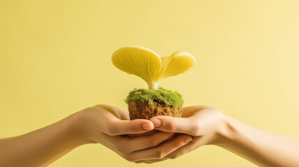 Wall Mural - Mushrooms in Hands