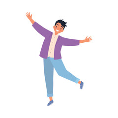 Sticker - Celebrating Man Character Jump and Cheering Vector Illustration