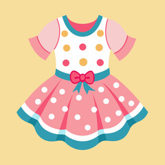 baby girls dress with polka dots pattern vector illustration 