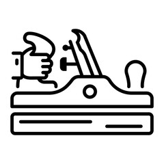 Sticker - An outline style icon of plane tool 