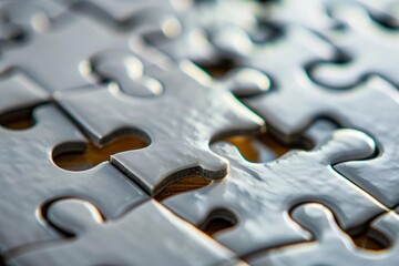 Poster - Partially completed jigsaw puzzle is missing a few pieces to show the complete picture