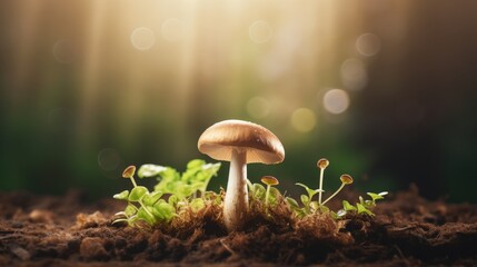 Poster - Mushroom in a Forest Setting