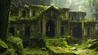 © Екатерина Чумаченко - Generative AI, Old green ruins of historical building overgrown by moss and grass