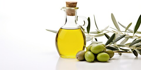 Wall Mural - Olive Oil Bottle with Olives and Branch