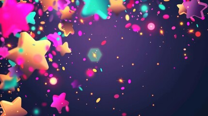 Wall Mural - Colorful Abstract Background with Blurred Bokeh and Floating Star Shapes