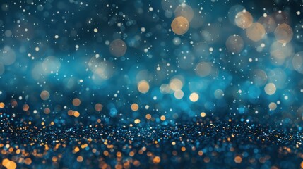 Poster - Abstract Blue Glitter Bokeh Background
