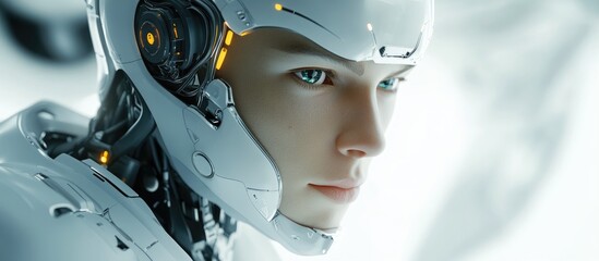 Poster - Futuristic 3D rendering of advanced robotic technology showcasing artificial intelligence and machine learning concepts Innovative research in bionic science for the future of human life