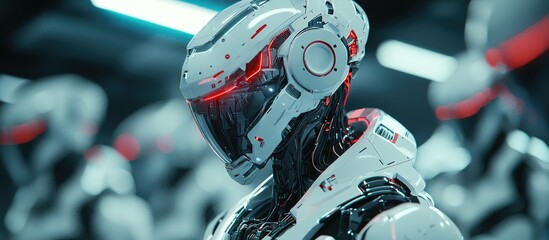 Poster - Futuristic 3D Rendering of Robot Technology Development Focusing on Artificial Intelligence and Machine Learning Concepts Advancements in Robotic Bionic Science for the Future of Humanity
