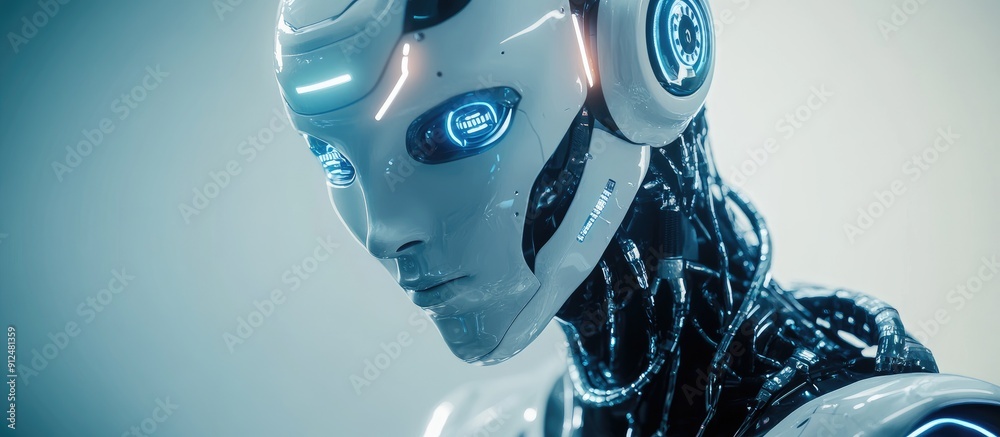 Futuristic 3D rendering of a droid robot showcasing advanced technology ...