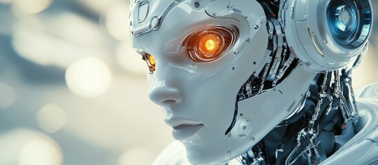 Poster - Futuristic 3D Rendering of Advanced Robot Technology Exploring Artificial Intelligence and Machine Learning Concepts for the Future of Human Life Global Research in Robotic Bionic Science