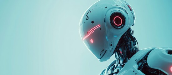 Poster - Futuristic 3D rendering of a droid robot showcasing advanced technology development artificial intelligence and machine learning concepts Innovative research in bionic robotics for the future of h