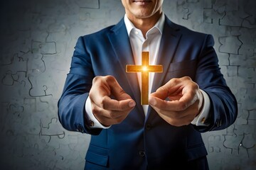 Religious person holding a cross